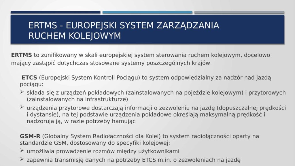 ERTMS – Europejski System Zarządzania Ruchem Kolejowym: ETCS i GSM-R