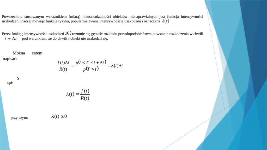 Funkcja intensywności uszkodzeń – zapis matematyczny