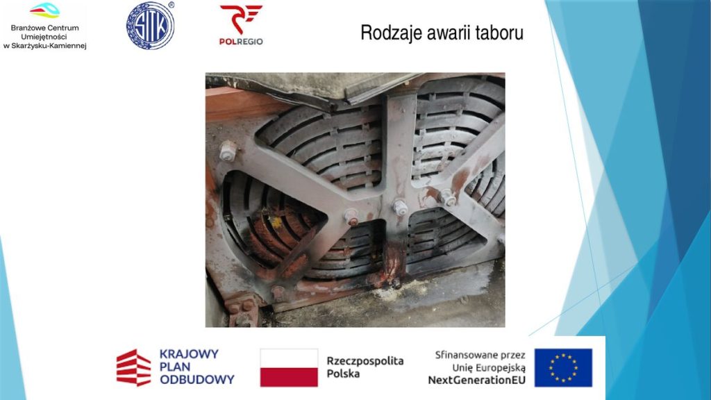 Przykład uszkodzenia podzespołu pojazdu szynowego