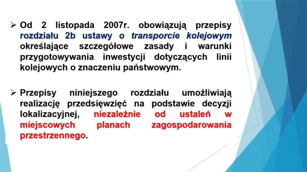 Przepisy rozdziału 2b ustawy o transporcie kolejowym dotyczące inwestycji