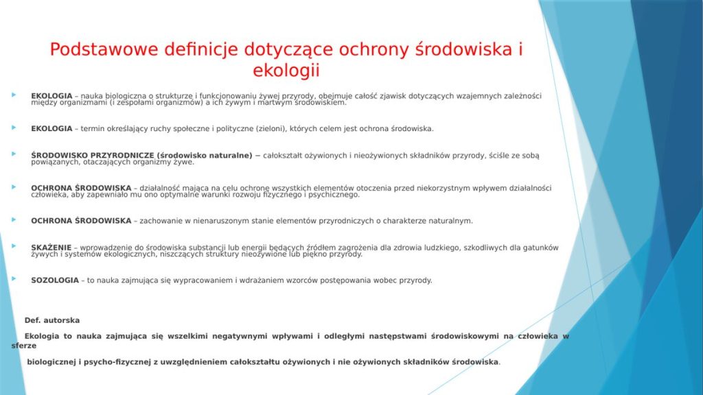 Podstawowe definicje dotyczące ochrony środowiska i ekologii