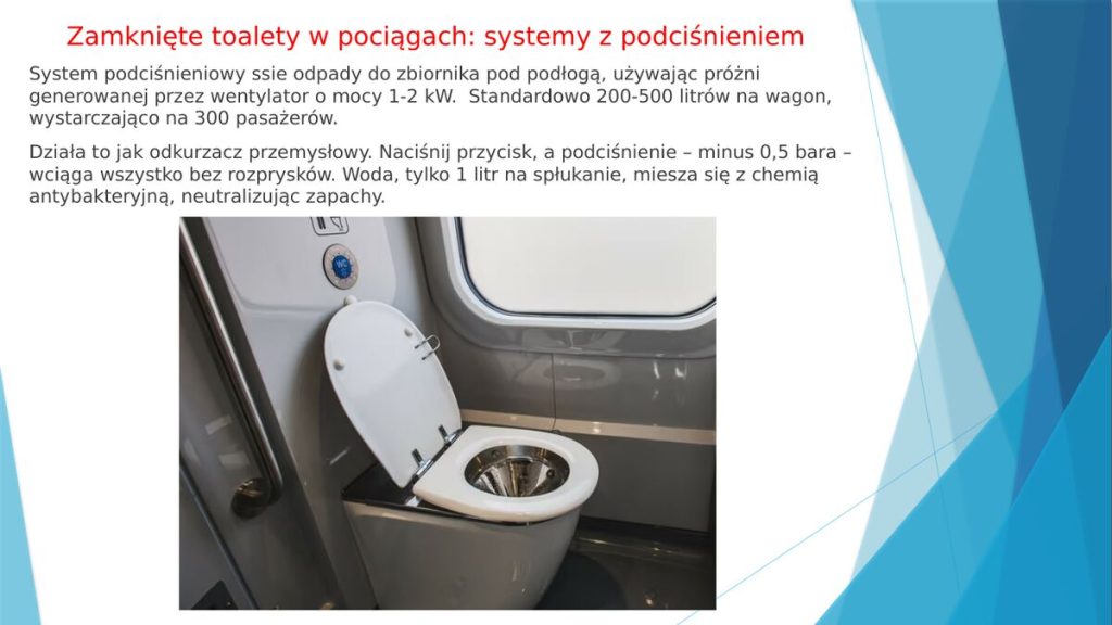 Zamknięte toalety w pociągach – systemy podciśnieniowe