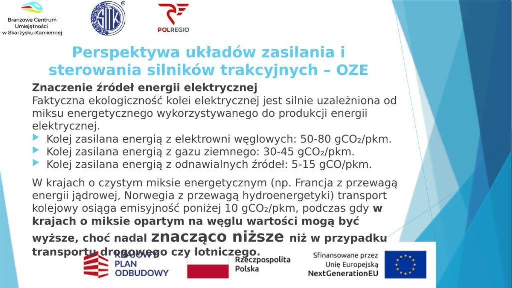 Wpływ źródła energii elektrycznej na emisyjność kolei