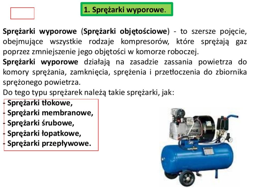 Podział sprężarek wyporowych